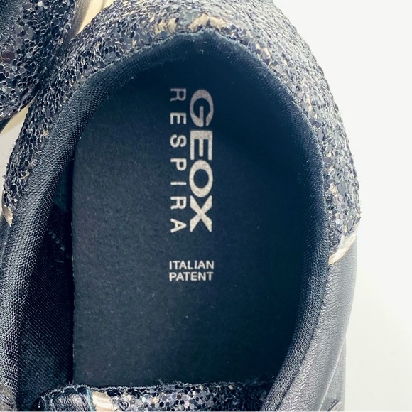 Women’s GEOX Respira Leather Black Sneakers - White Soles- US:8 EU:38 Pre-Loved - Picture 15 of 16